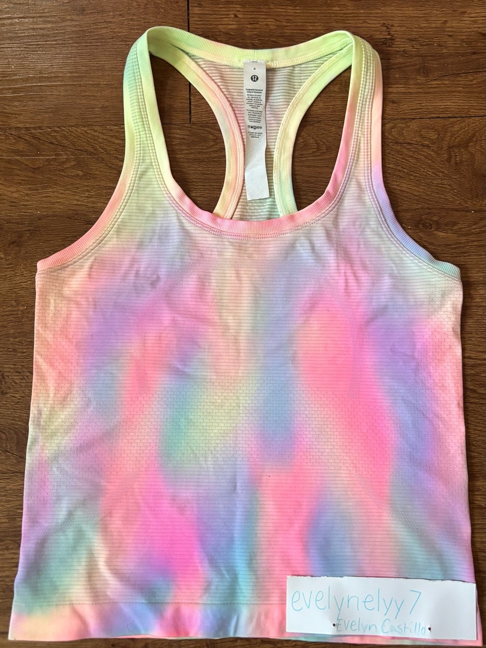 RAINBOW Tie-Dye LULU Ribbed Racerback Tank Top